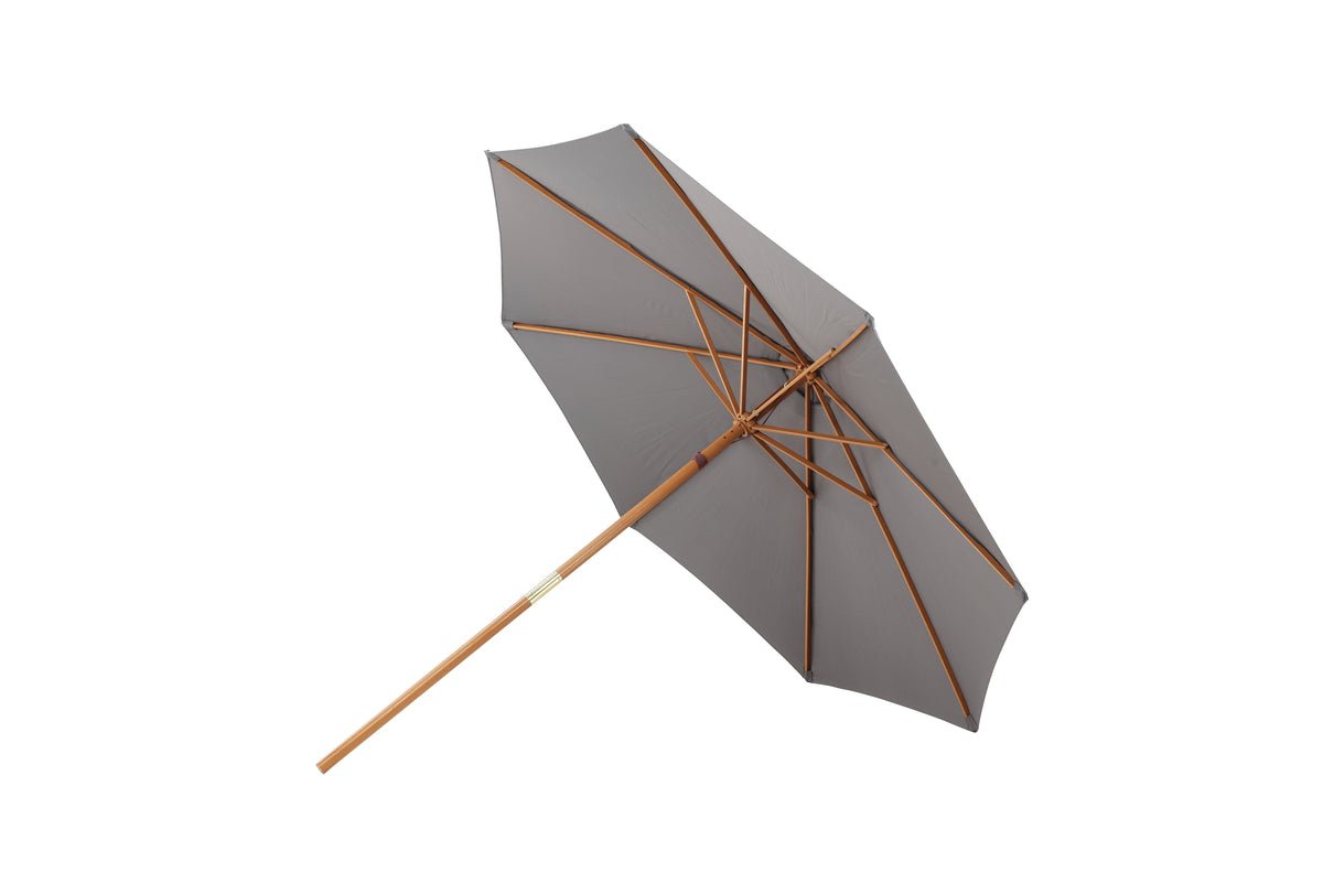Sonnenschirm Frida – Ø300 cm in Grau mit Holzgestell aus Buche