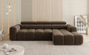 Canapé d’angle design Mia avec extension électrique de l’assise en Chenille