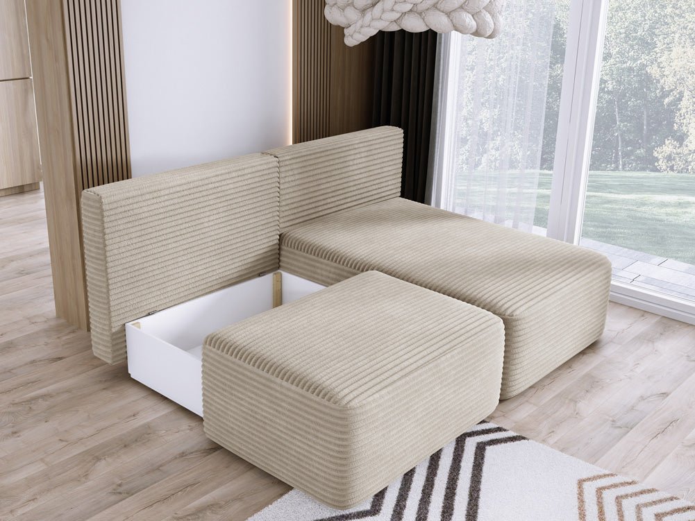 Designer Sofa Tilia Corduroy with Sleeping Function and Storage Space
