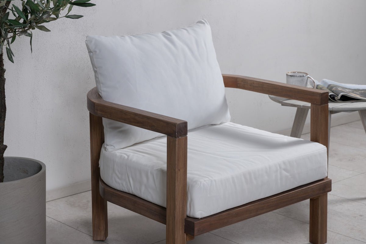 Fauteuil lounge de jardin Erika - en marron en acacia et polyester