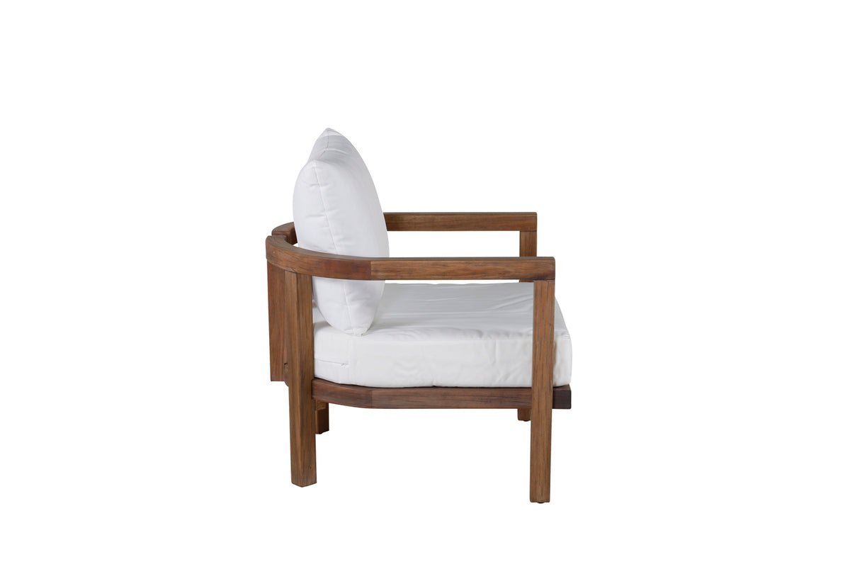 Fauteuil lounge de jardin Erika - en marron en acacia et polyester