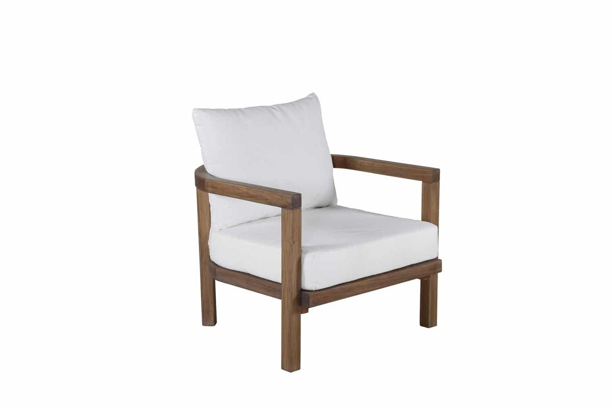 Fauteuil lounge de jardin Erika - en marron en acacia et polyester