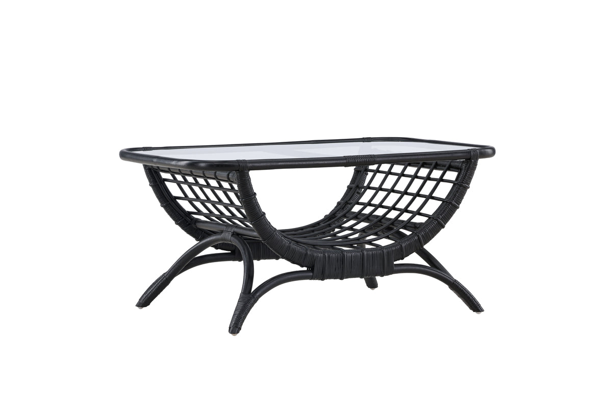 Garden Coffee Table Sarina - Made of Rattan and Glass in Black