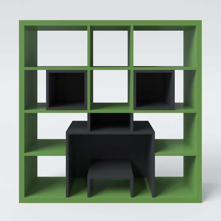 Minecraft Bookshelf "Creeper Cubes" – with 12 Compartments & Pixel Design
