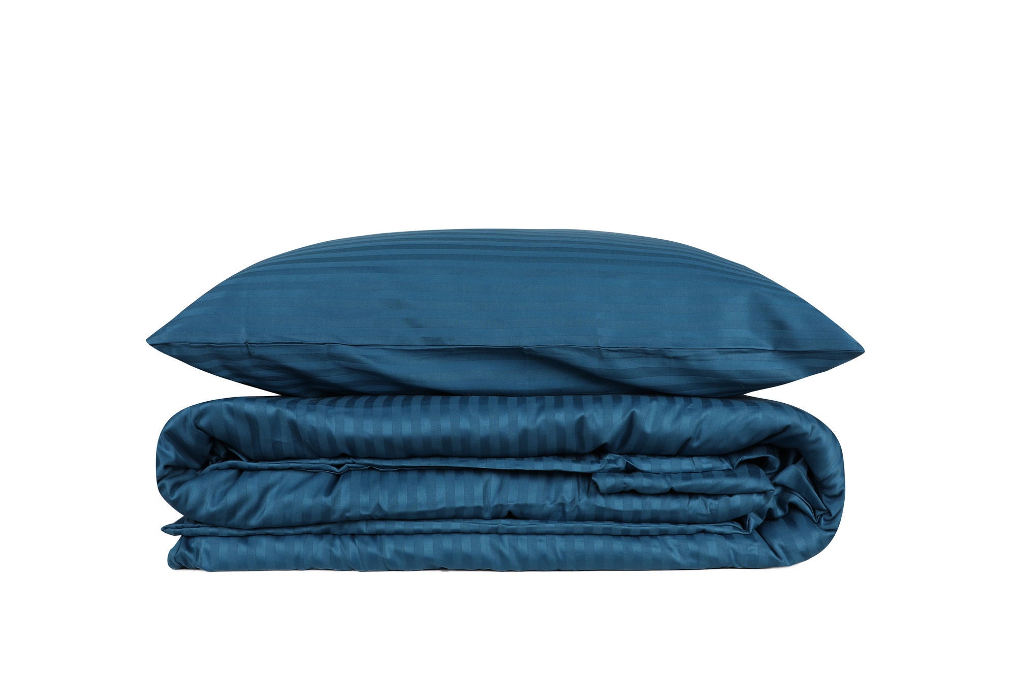 Ensemble de literie en satin premium à rayures Bleu