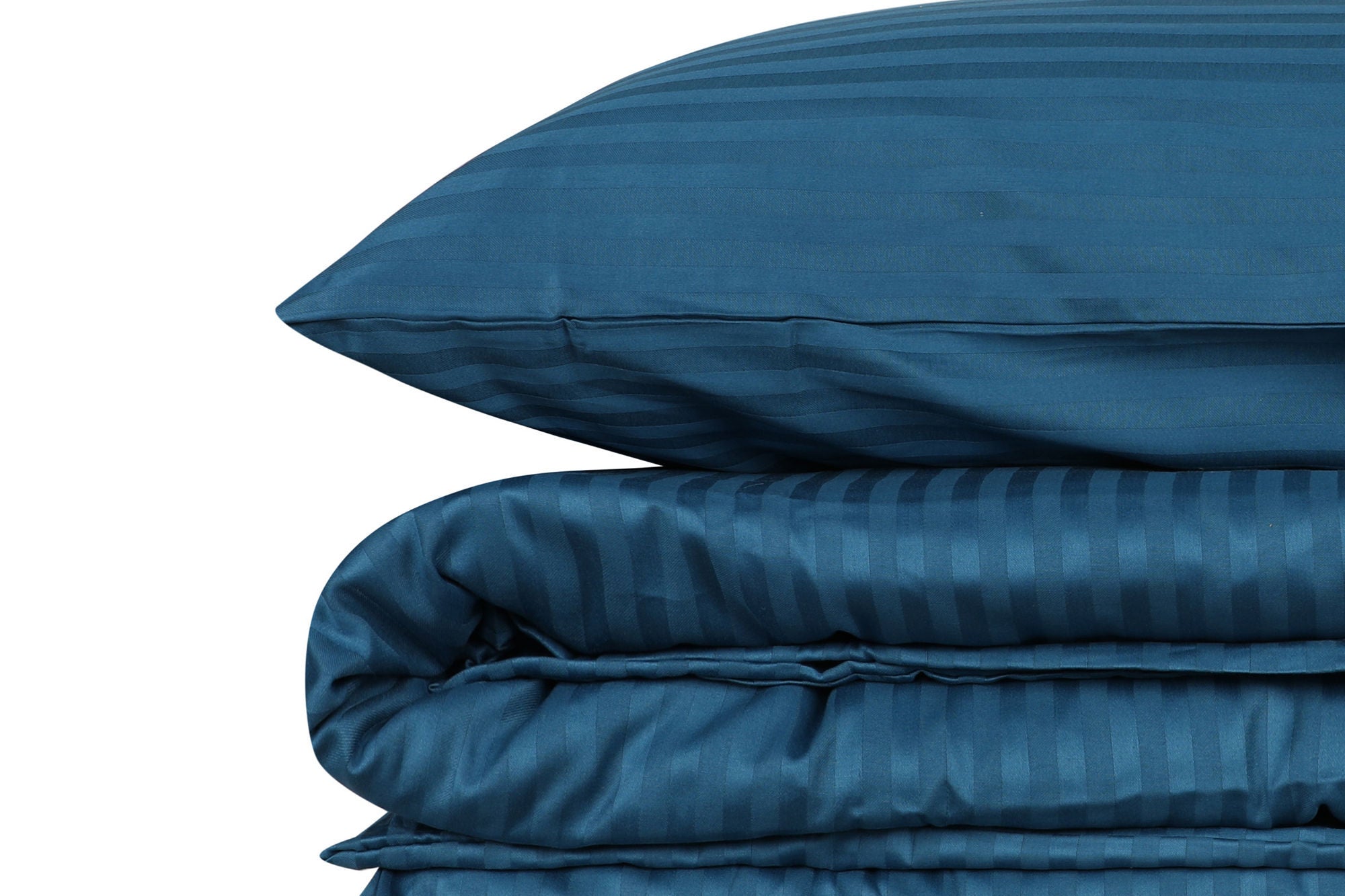 Ensemble de literie en satin premium à rayures Bleu