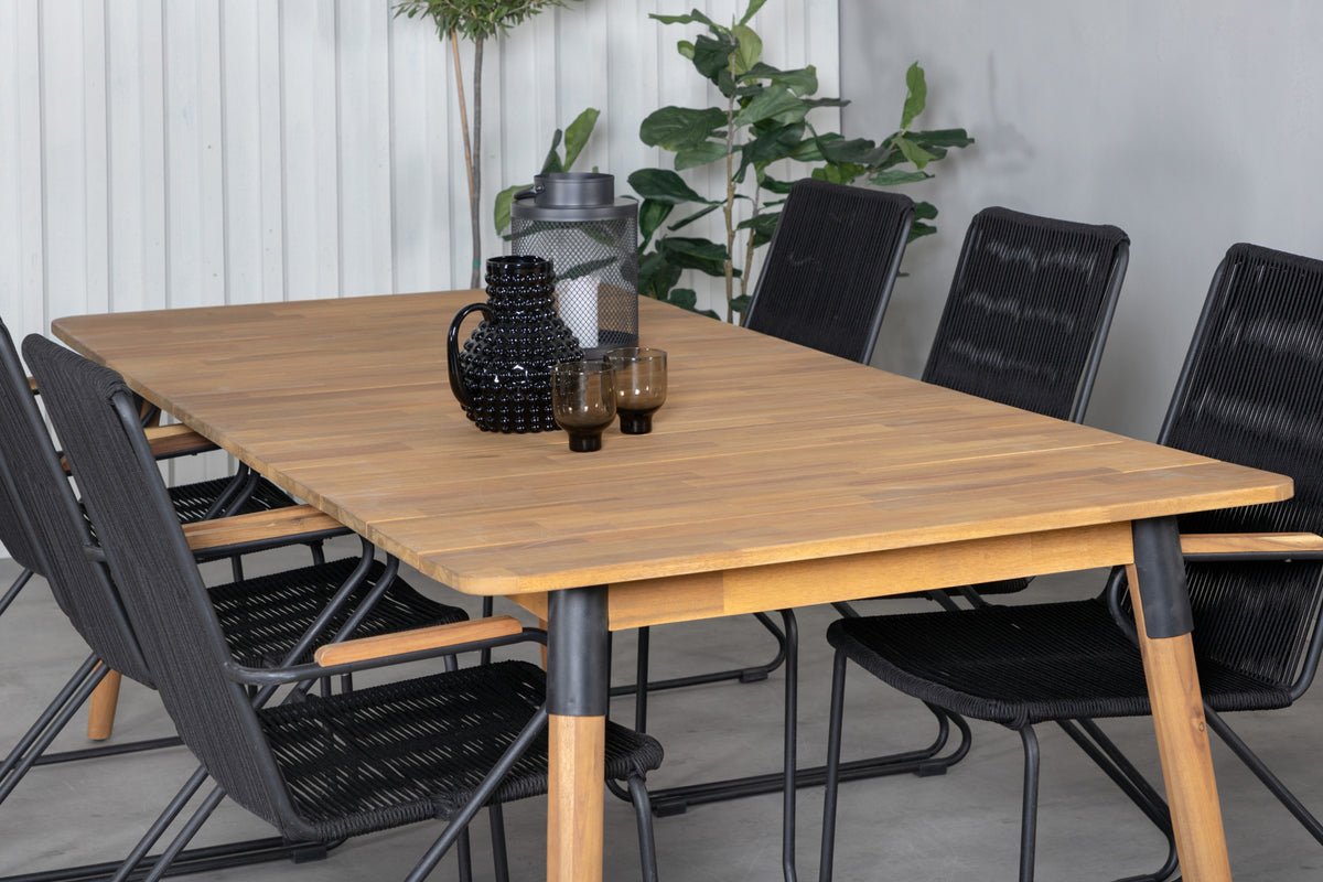 Table de jardin Ziwa - une table à manger rectangulaire en bois d'acacia