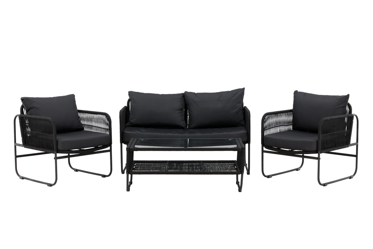 Ensemble lounge de jardin Kim - avec dossier en corde polyester