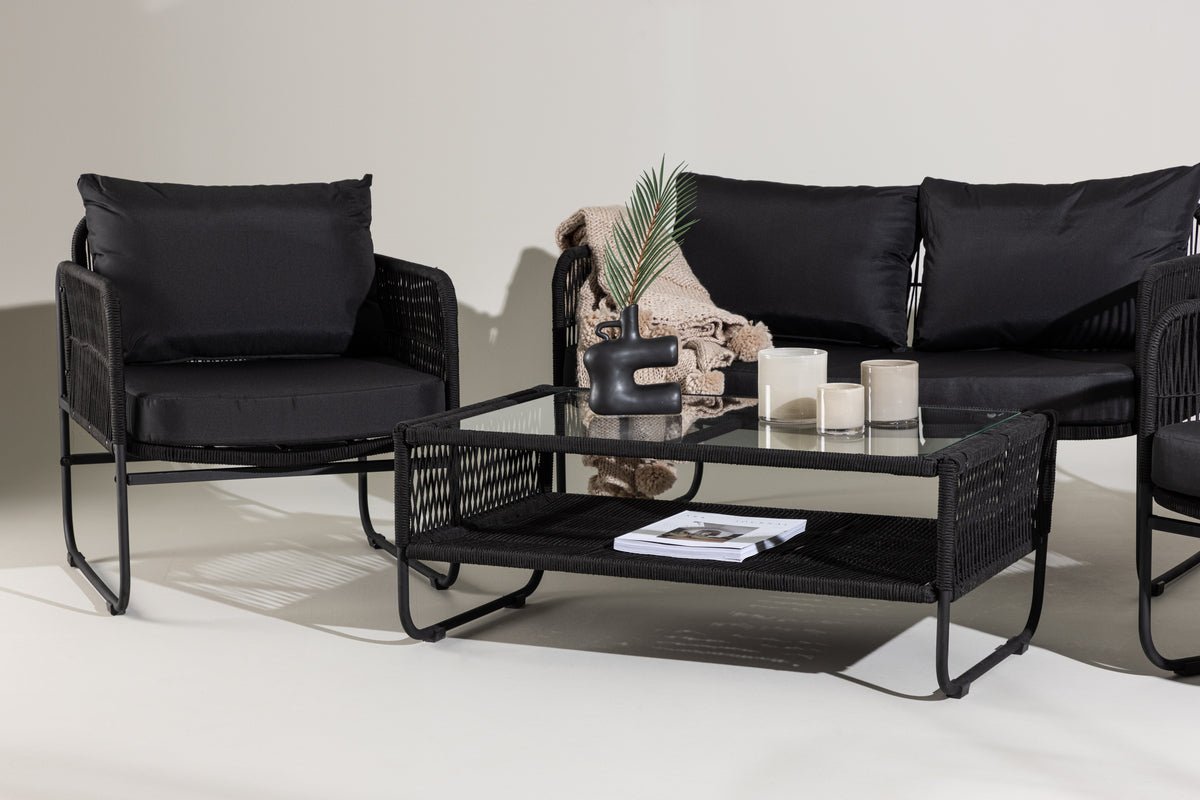 Ensemble lounge de jardin Kim - avec dossier en corde polyester