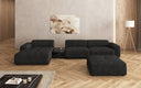 Designer-Ecksofa Calm mat Bäihocker a Bäidësch a Bouclé