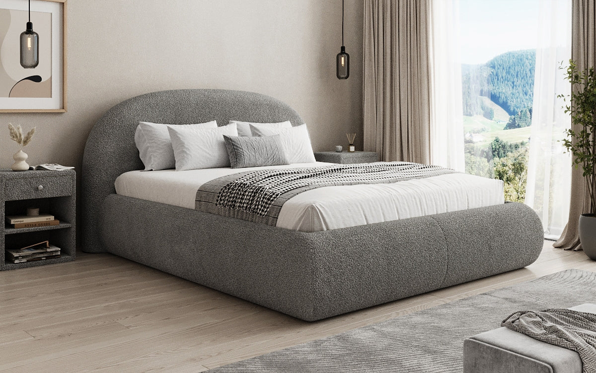 Lit rembourré design Loop en Peluche Bouclé avec espace de rangement