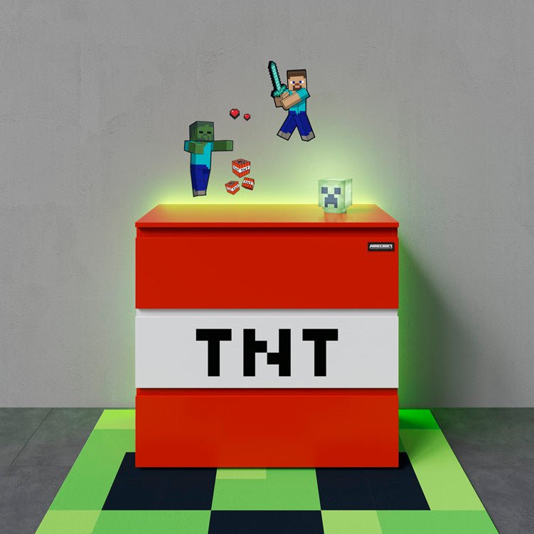 Minecraft dresser "TNT Box" – with LED lighting & 3 drawers