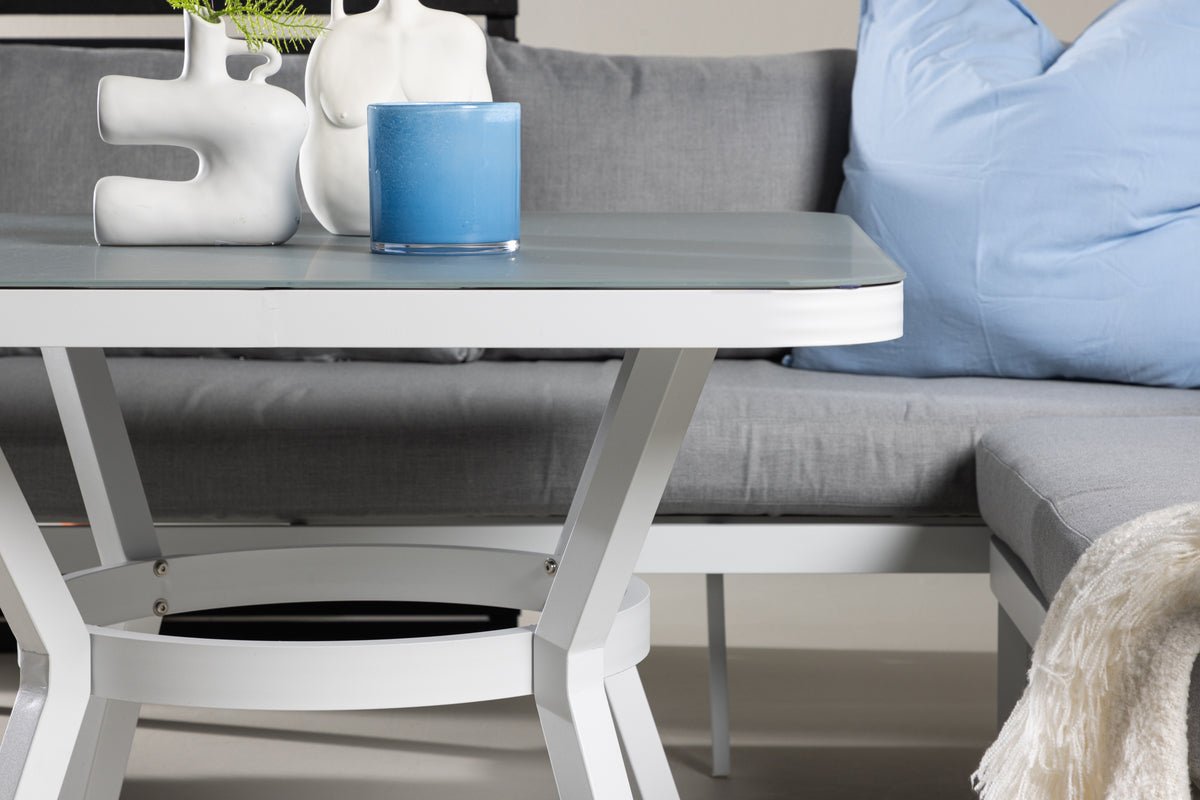 Ensemble lounge de jardin Lindsay - Disponible en Noir/Gris ou Blanc/Gris