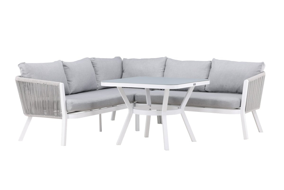 Ensemble lounge de jardin Lindsay - Disponible en Noir/Gris ou Blanc/Gris