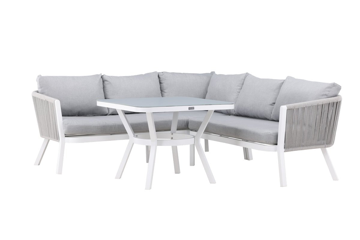 Ensemble lounge de jardin Lindsay - Disponible en Noir/Gris ou Blanc/Gris