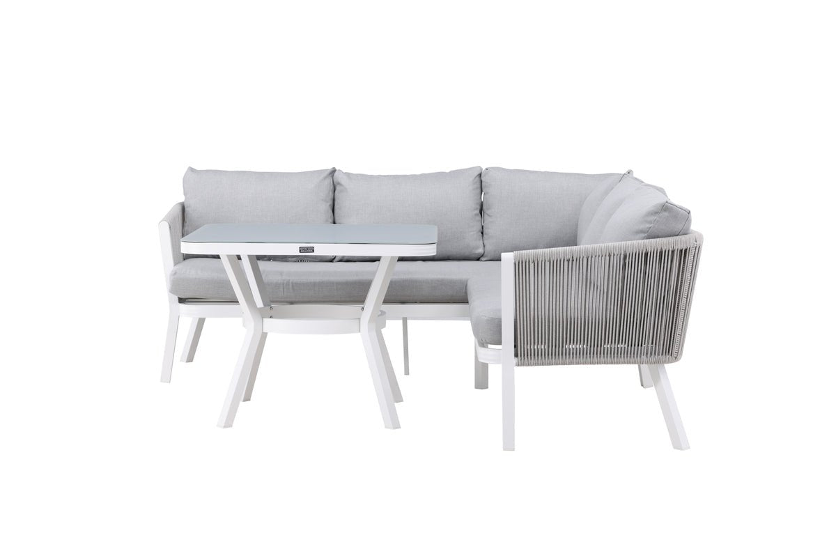 Ensemble lounge de jardin Lindsay - Disponible en Noir/Gris ou Blanc/Gris