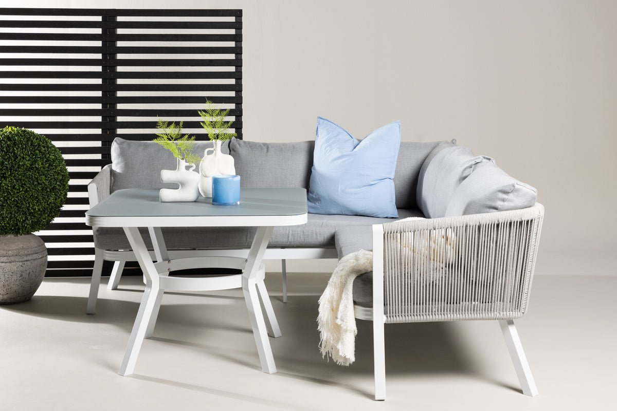 Ensemble lounge de jardin Lindsay - Disponible en Noir/Gris ou Blanc/Gris