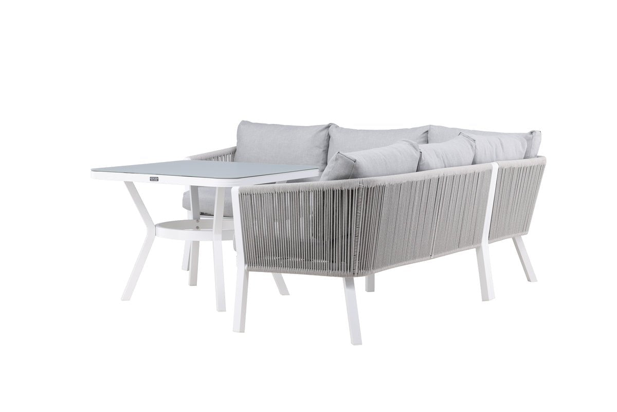 Ensemble lounge de jardin Lindsay - Disponible en Noir/Gris ou Blanc/Gris