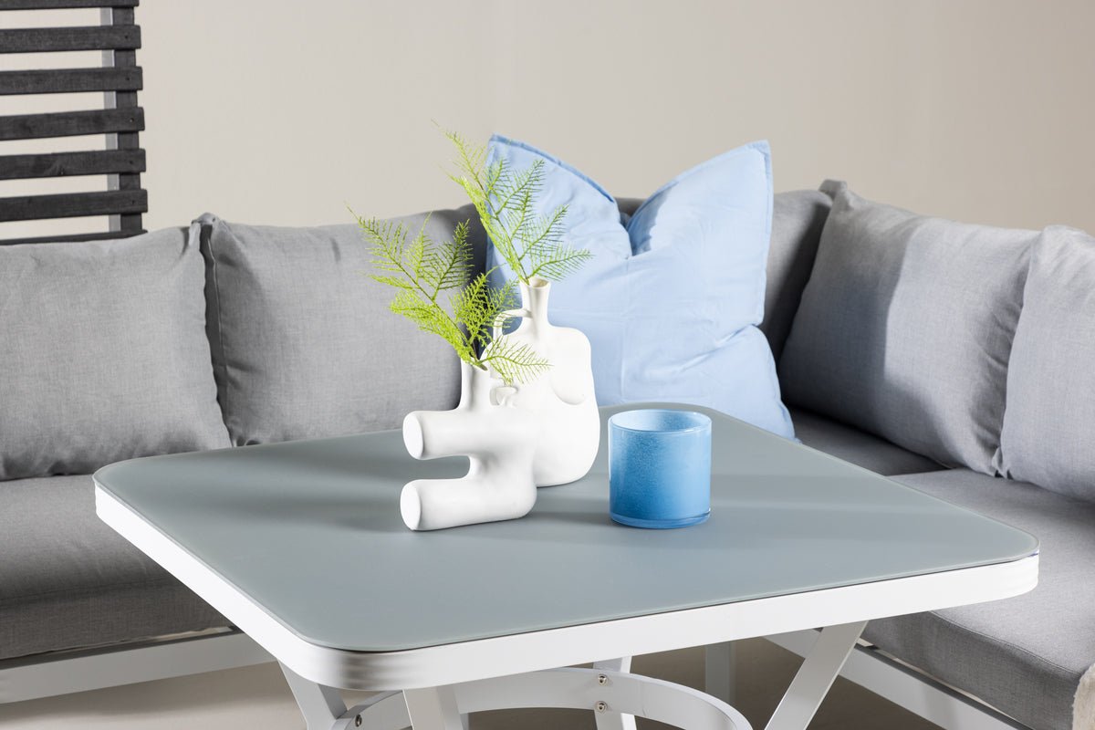 Ensemble lounge de jardin Lindsay - Disponible en Noir/Gris ou Blanc/Gris