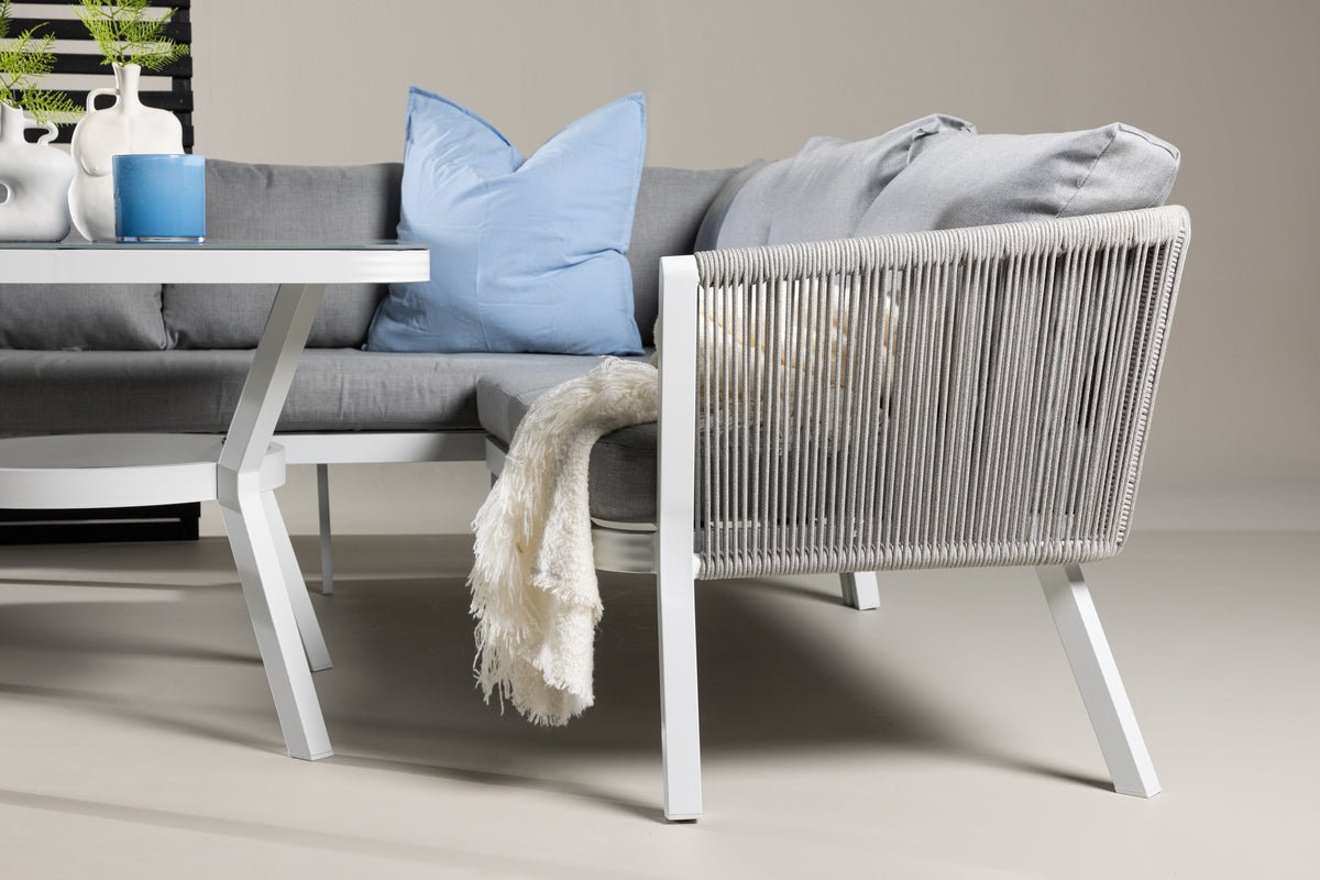 Ensemble lounge de jardin Lindsay - Disponible en Noir/Gris ou Blanc/Gris