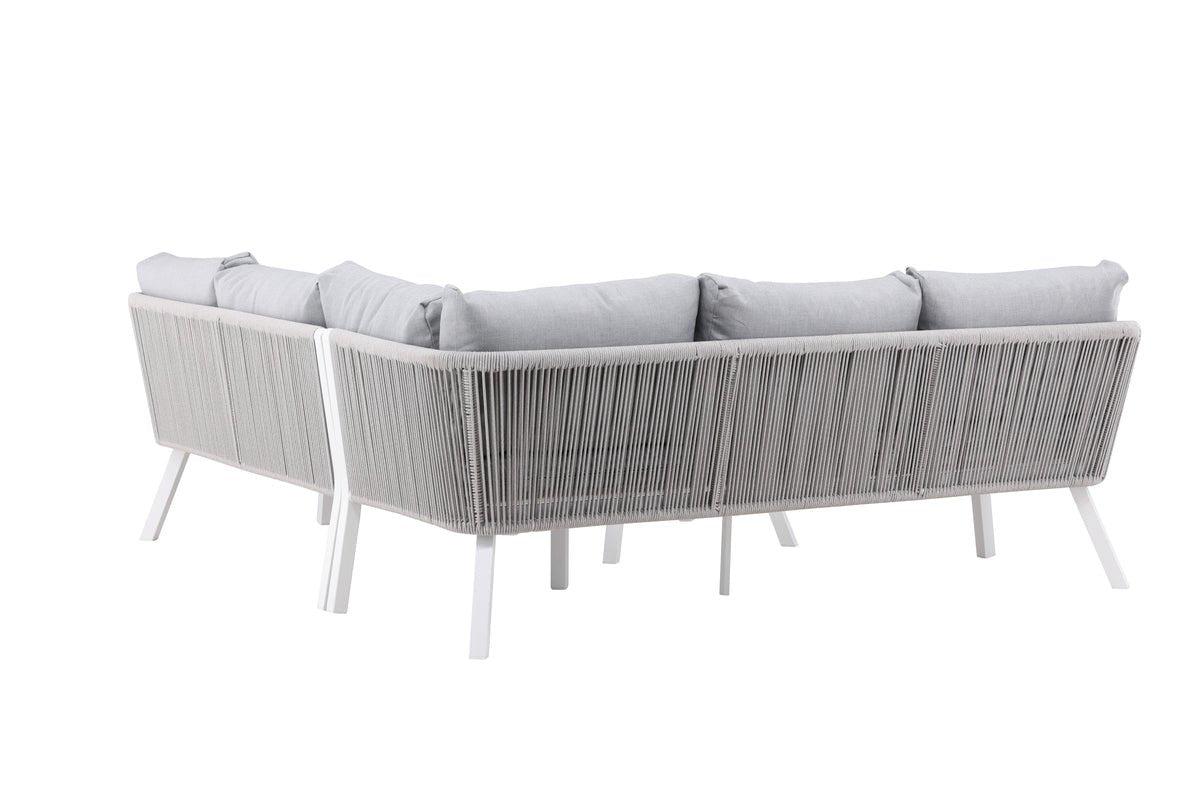 Ensemble lounge de jardin Lindsay - Disponible en Noir/Gris ou Blanc/Gris