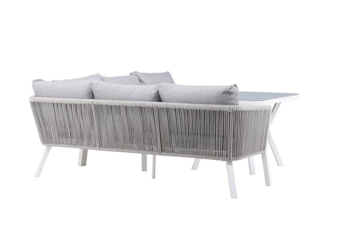 Ensemble lounge de jardin Lindsay - Disponible en Noir/Gris ou Blanc/Gris