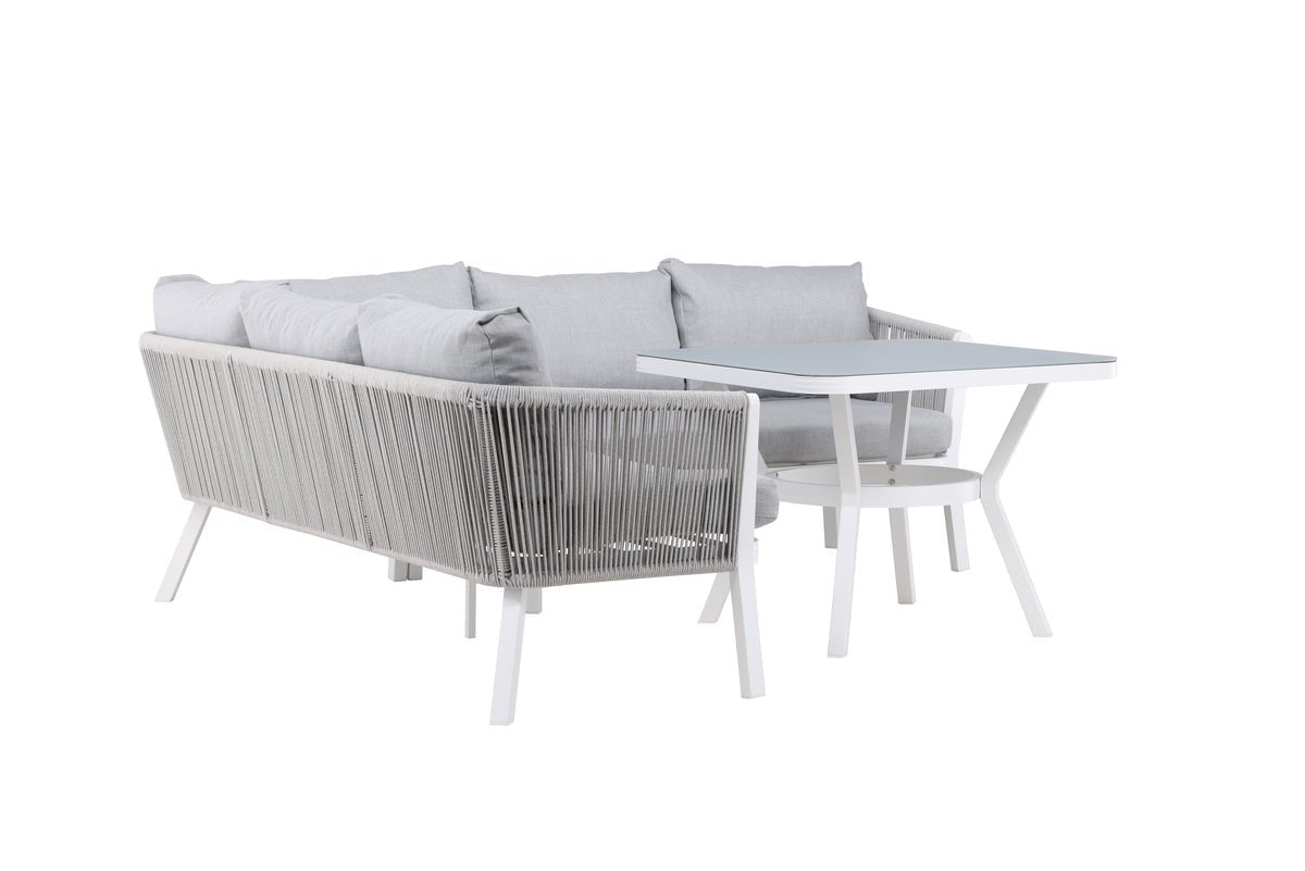 Ensemble lounge de jardin Lindsay - Disponible en Noir/Gris ou Blanc/Gris