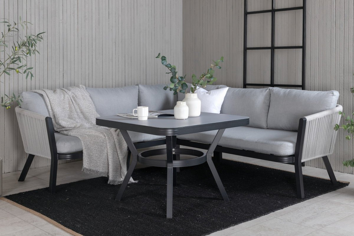 Ensemble lounge de jardin Lindsay - Disponible en Noir/Gris ou Blanc/Gris
