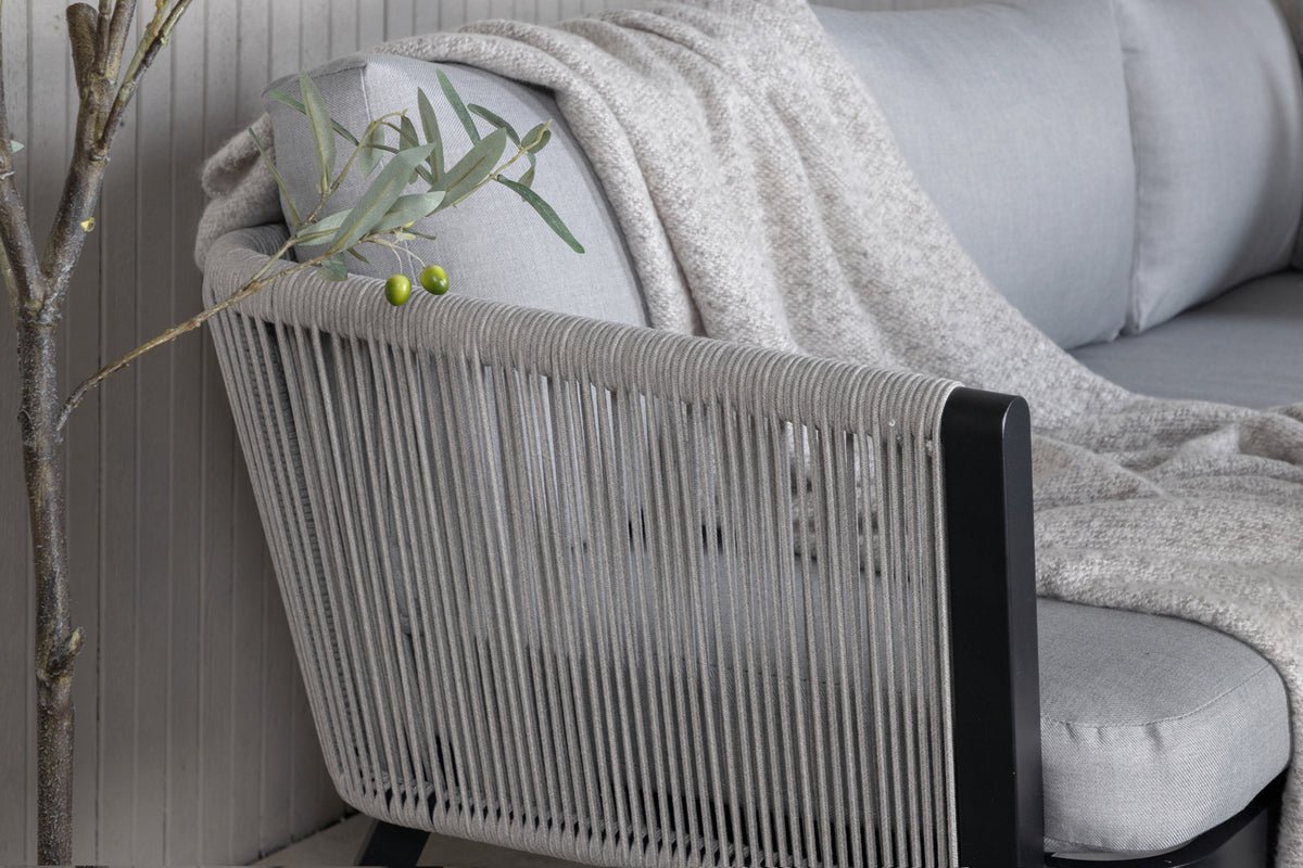 Ensemble lounge de jardin Lindsay - Disponible en Noir/Gris ou Blanc/Gris