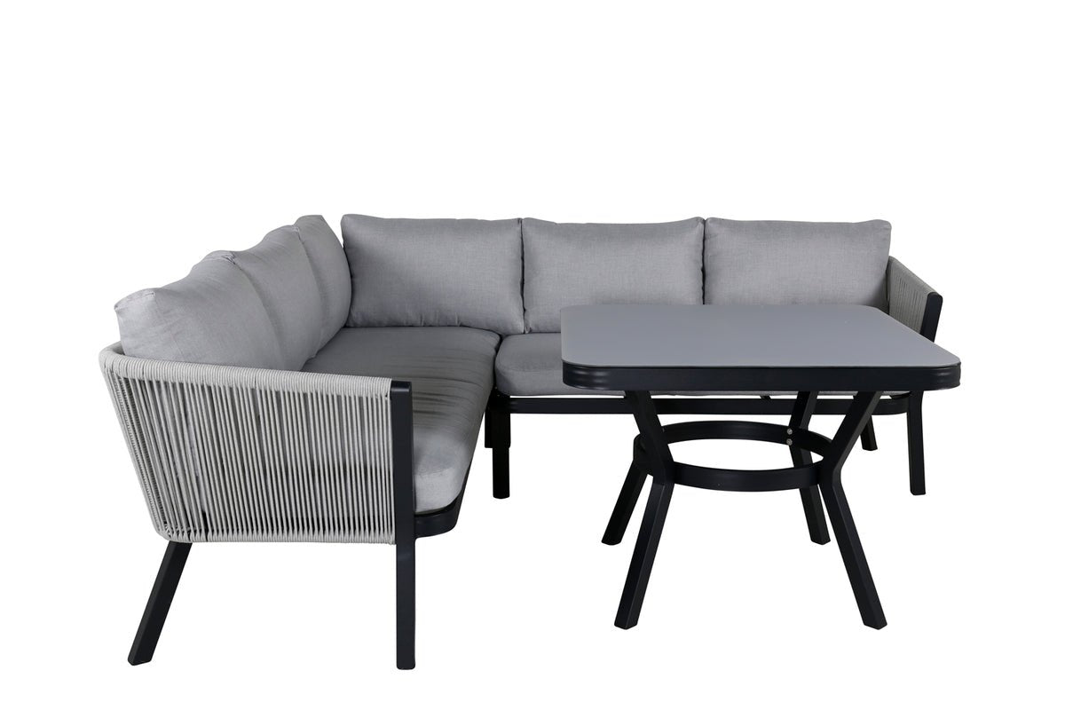Ensemble lounge de jardin Lindsay - Disponible en Noir/Gris ou Blanc/Gris