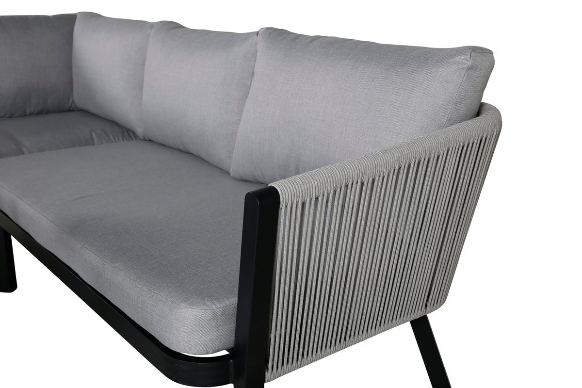 Ensemble lounge de jardin Lindsay - Disponible en Noir/Gris ou Blanc/Gris