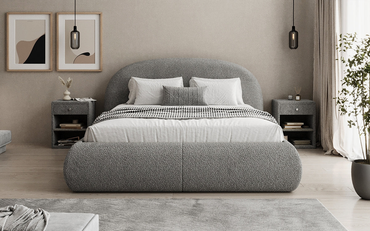 Lit rembourré design Loop en Peluche Bouclé avec espace de rangement