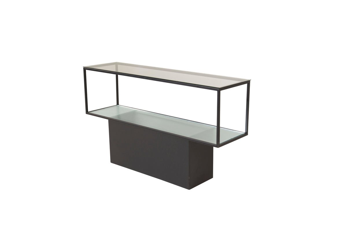 Side table Alex – with glass shelves and steel frame