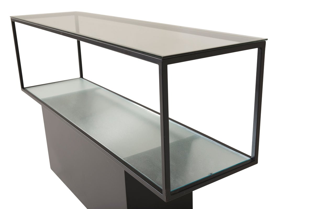 Side table Alex – with glass shelves and steel frame