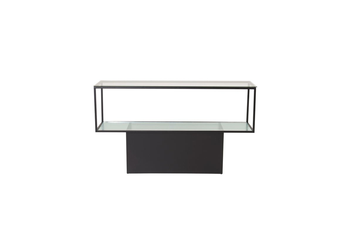 Side table Alex – with glass shelves and steel frame