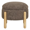 Merino Bouclé Brown Side Stool with Storage