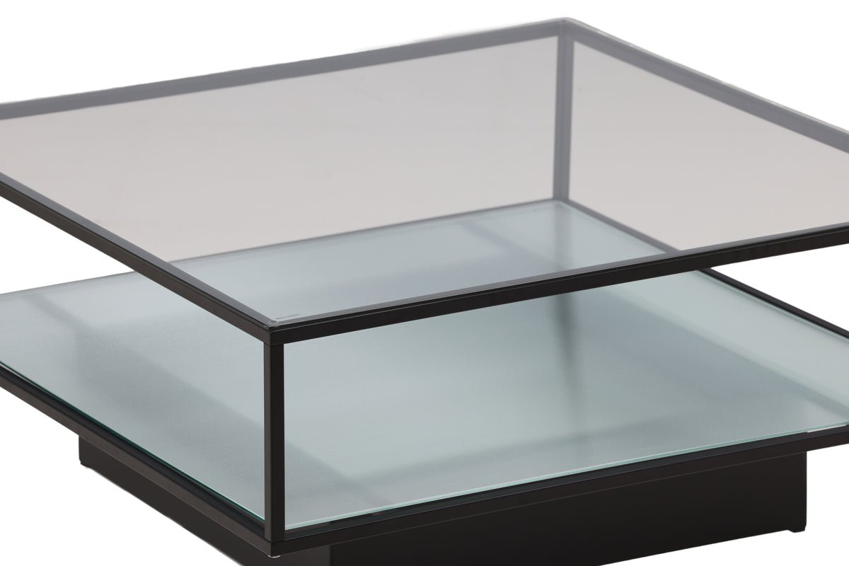 Coffee Table Lanera - with Glass Surfaces and Steel Frame