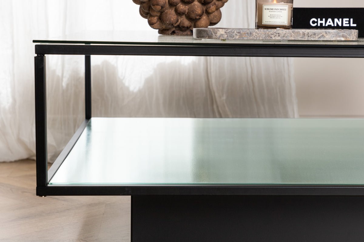 Coffee Table Lanera - with Glass Surfaces and Steel Frame