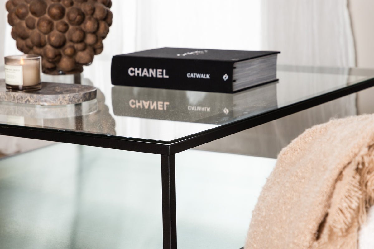 Coffee Table Lanera - with Glass Surfaces and Steel Frame
