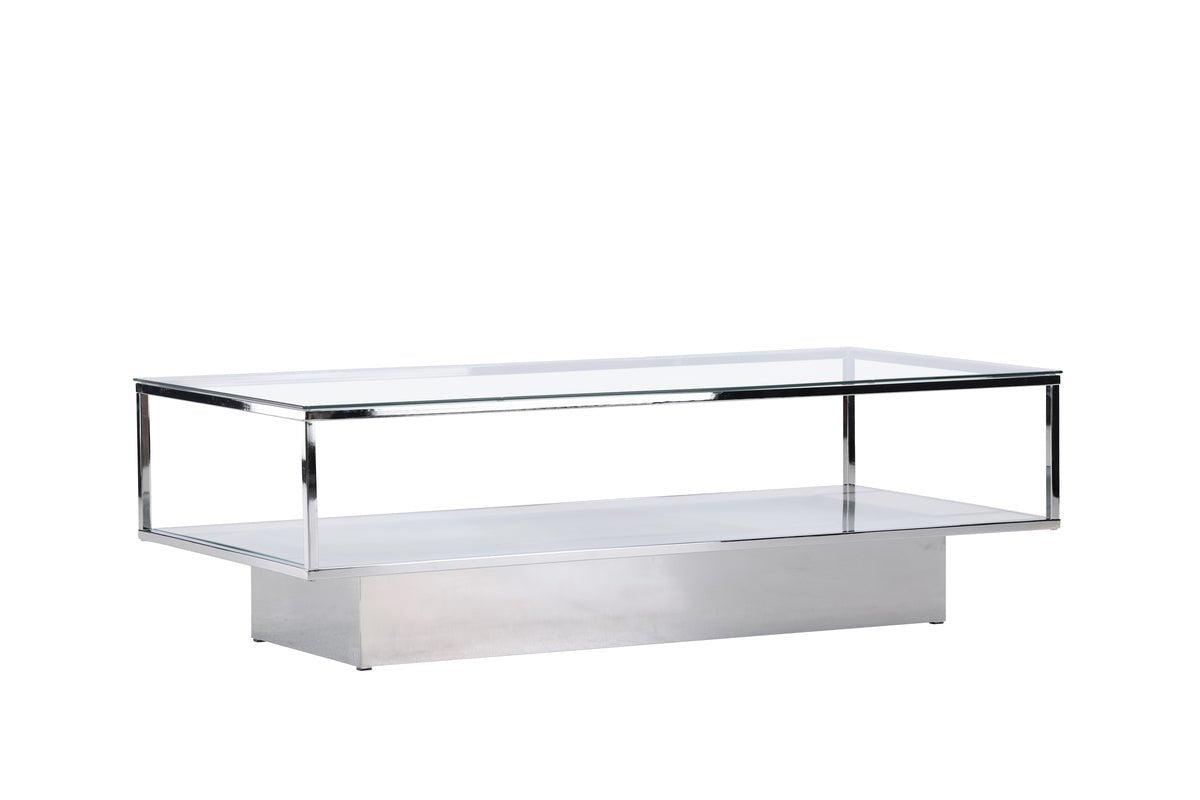Coffee Table Lanera - with Glass Surfaces and Steel Frame