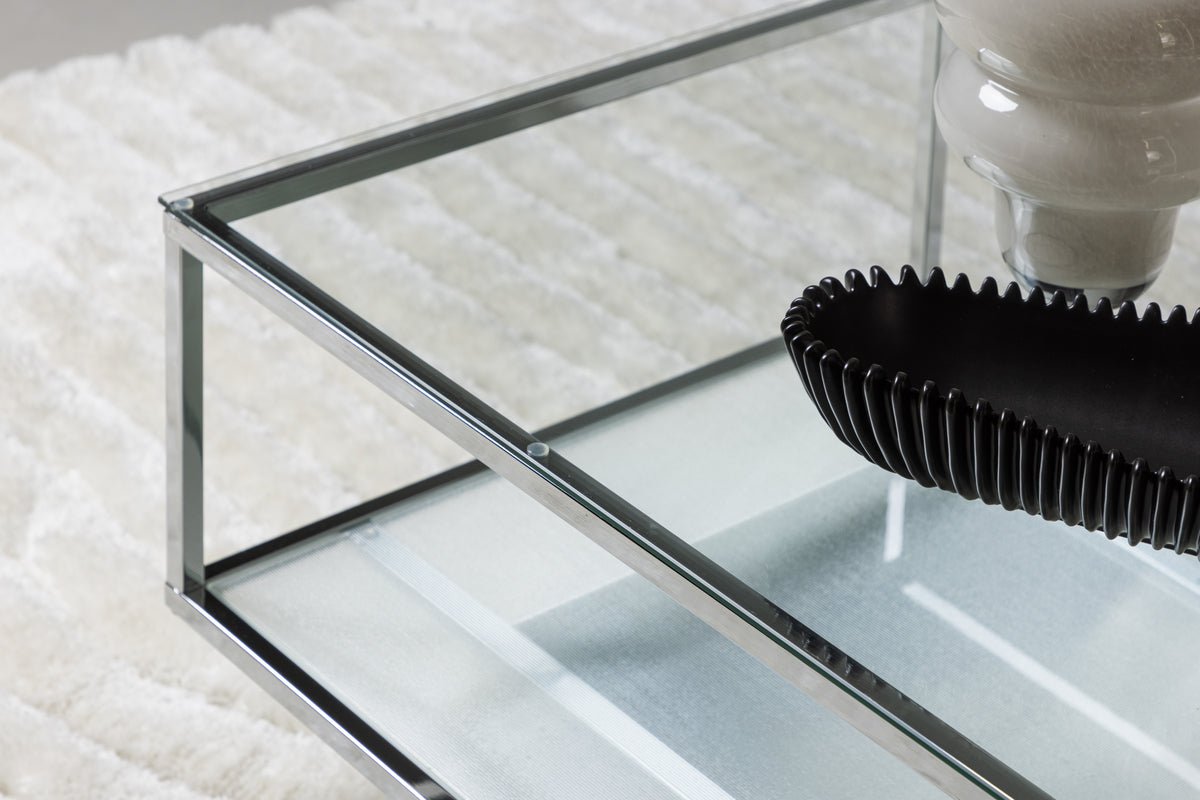 Coffee Table Lanera - with Glass Surfaces and Steel Frame