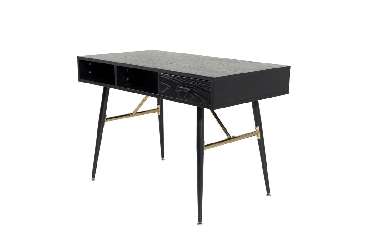 Desk Aluri - with black veneer and brass details