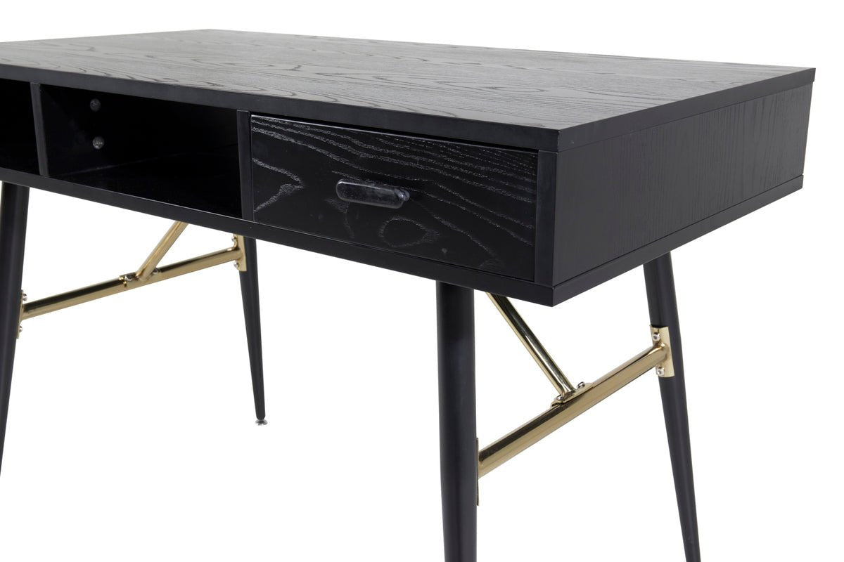 Desk Aluri - with black veneer and brass details