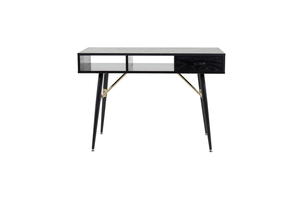 Desk Aluri - with black veneer and brass details