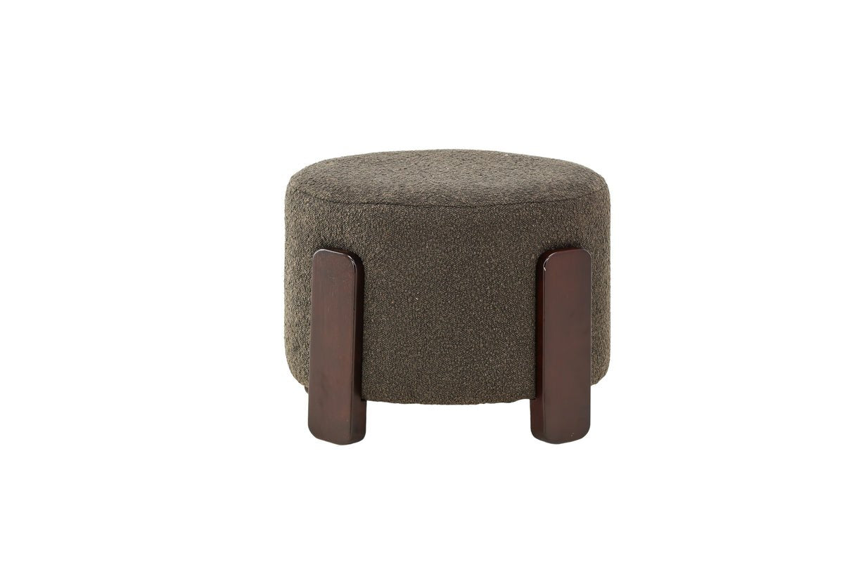 Side Stool Carmelo – Round Stool in Bouclé Anthracite (Ø 50 cm)