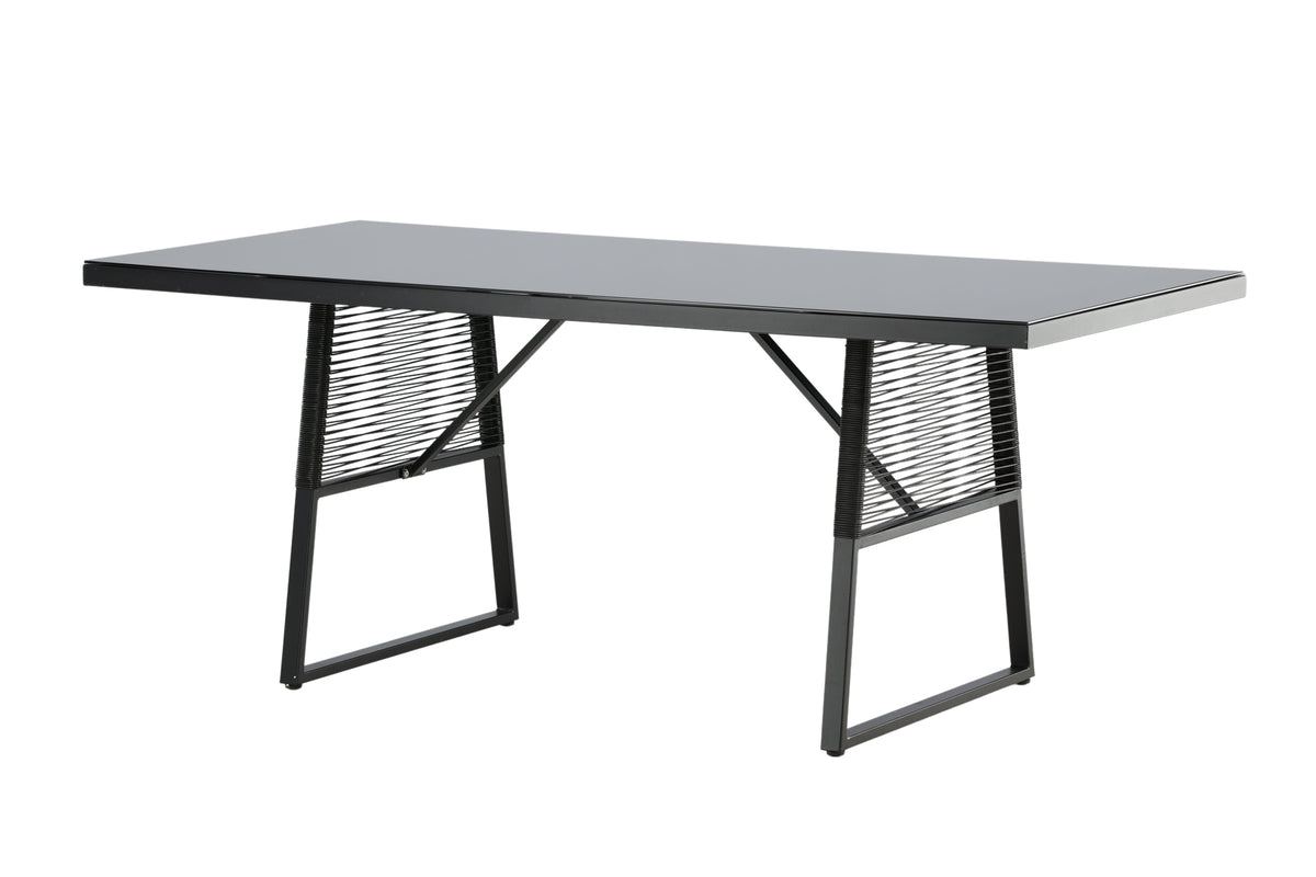 Garden table Kaoni - a combination of black steel and dark glass top