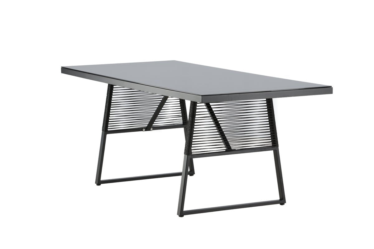 Garden table Kaoni - a combination of black steel and dark glass top