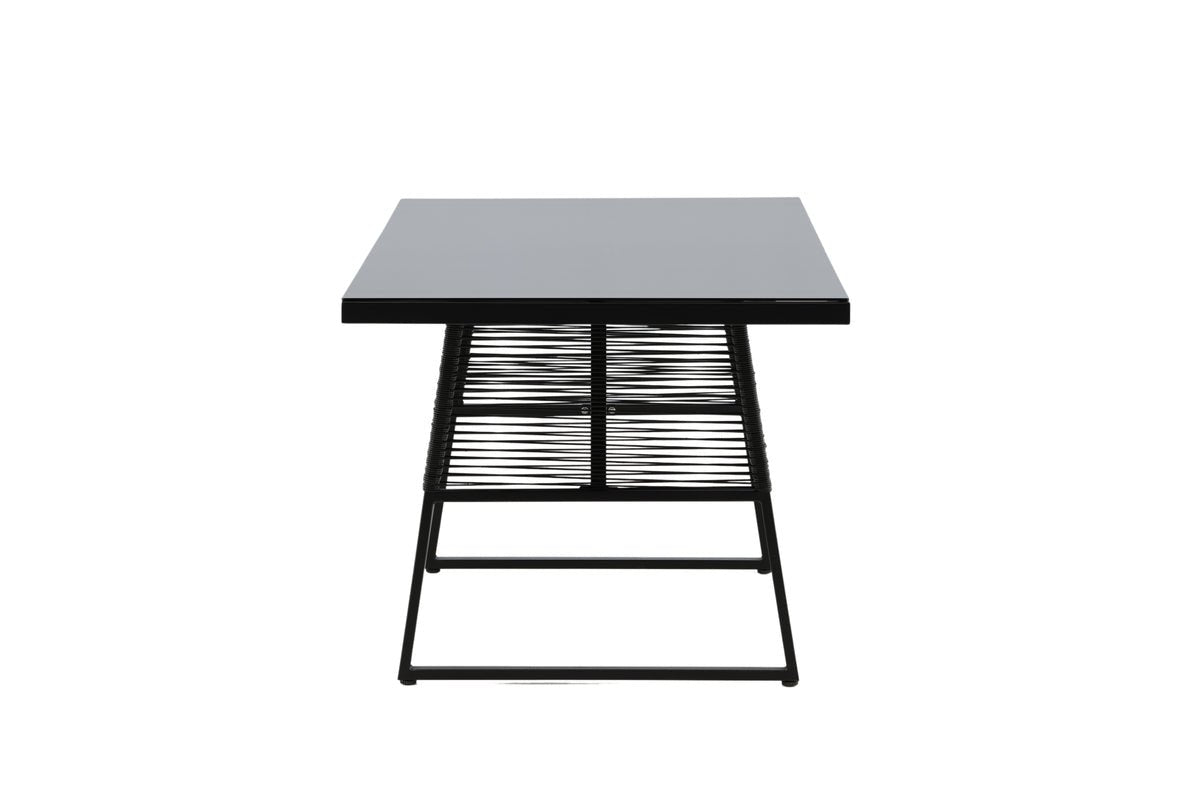 Garden table Kaoni - a combination of black steel and dark glass top