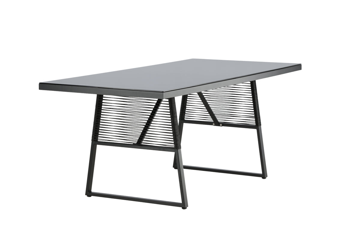 Garden table Kaoni - a combination of black steel and dark glass top