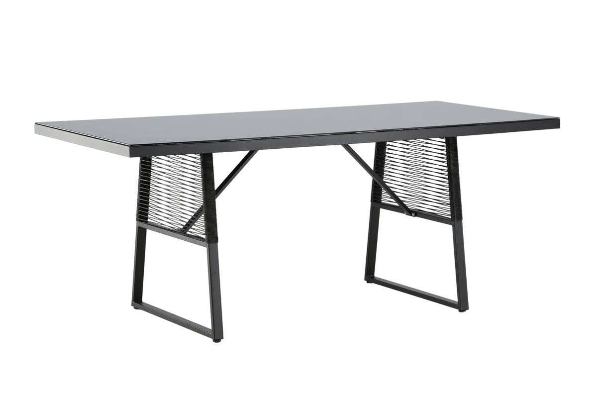 Garden table Kaoni - a combination of black steel and dark glass top